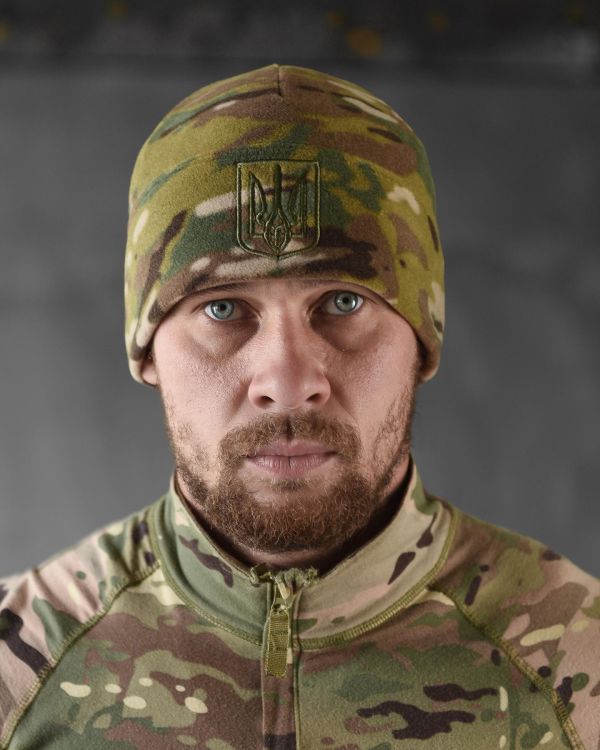 Шапка флісова мультикам з гербом