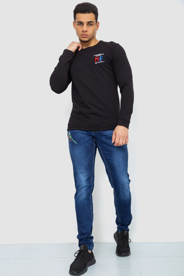 Батник чоловічий двонитка, колір чорний, 244RW016