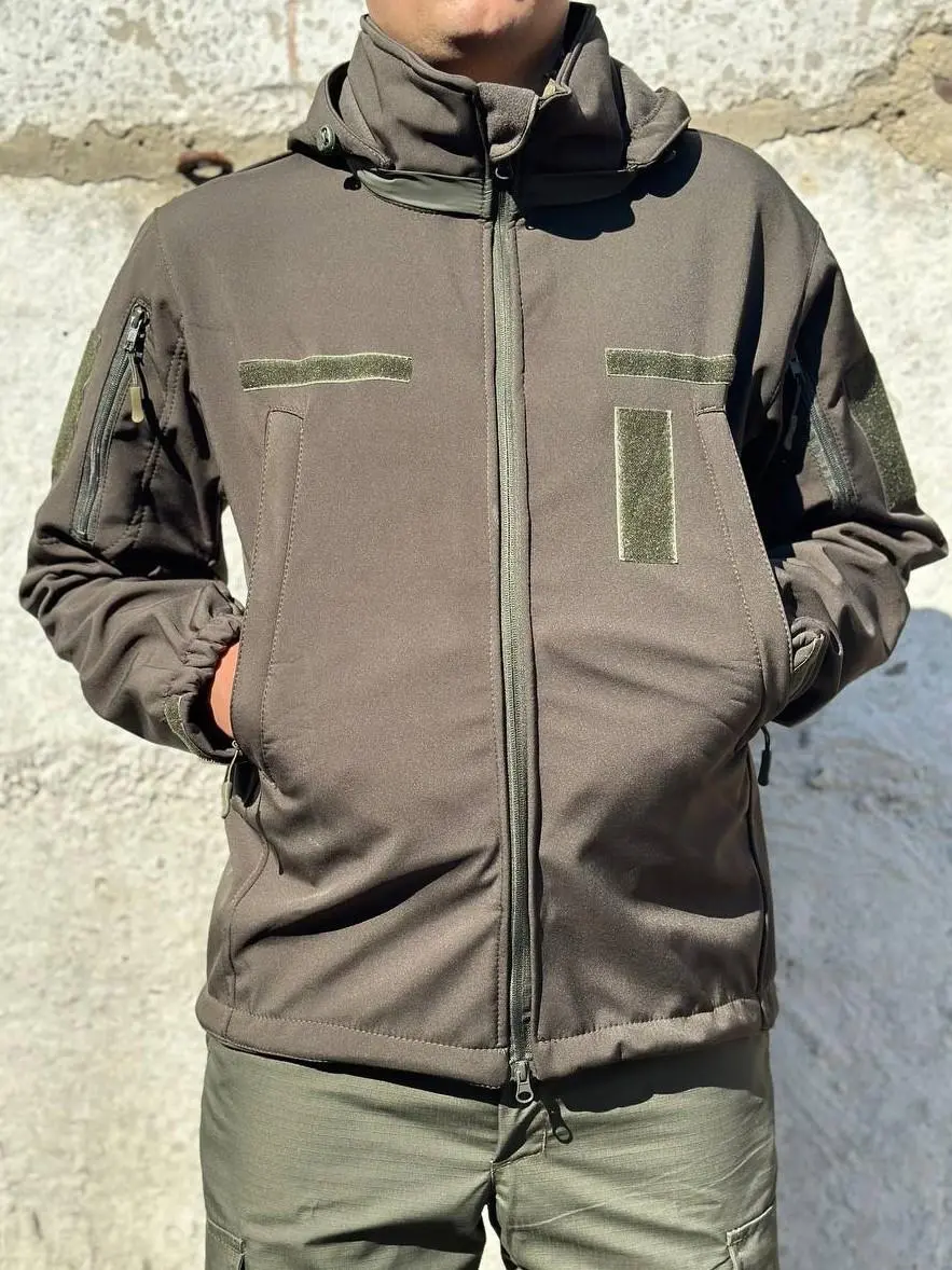 Куртка тактична Soft-Shell хакі демісезон зі знімним капюшоном