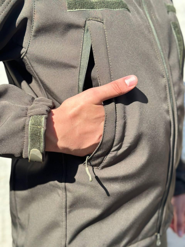 Куртка тактична Soft-Shell хакі демісезон зі знімним капюшоном
