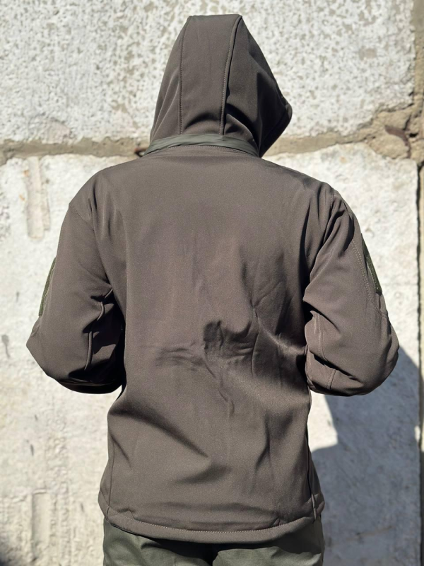 Куртка тактична Soft-Shell хакі демісезон зі знімним капюшоном