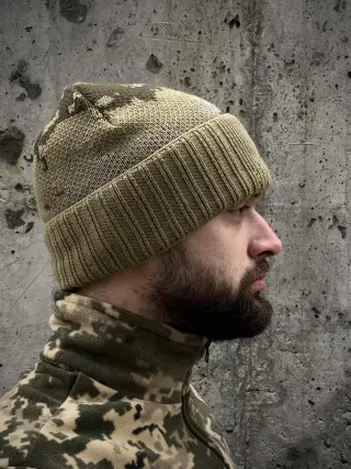 Шапка-балаклава піксель хакі в'язана