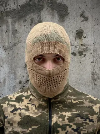 Шапка-балаклава піксель койот в'язана