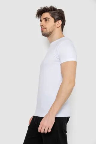 Футболка чоловіча однотонна базова, колір білий, 244R2408