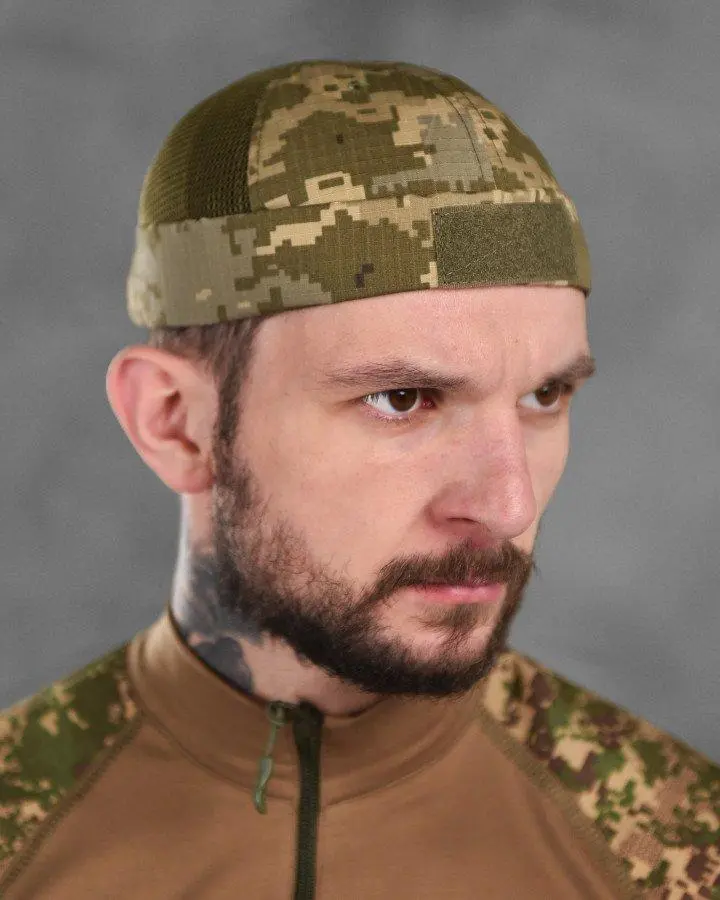 Феска підшоломник тактичний піксель з сіткою
