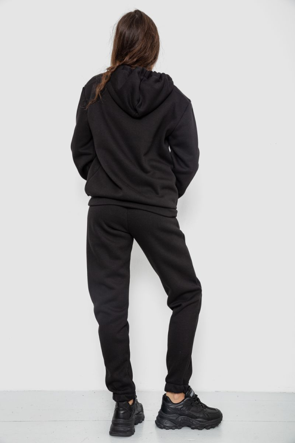 Спортивний костюм жіночий на флісі, колір чорний, 244R1555