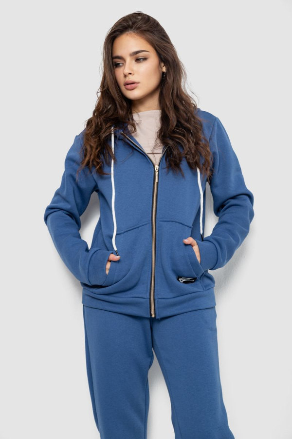 Спортивний костюм жіночий на флісі, колір джинс, 244R1555