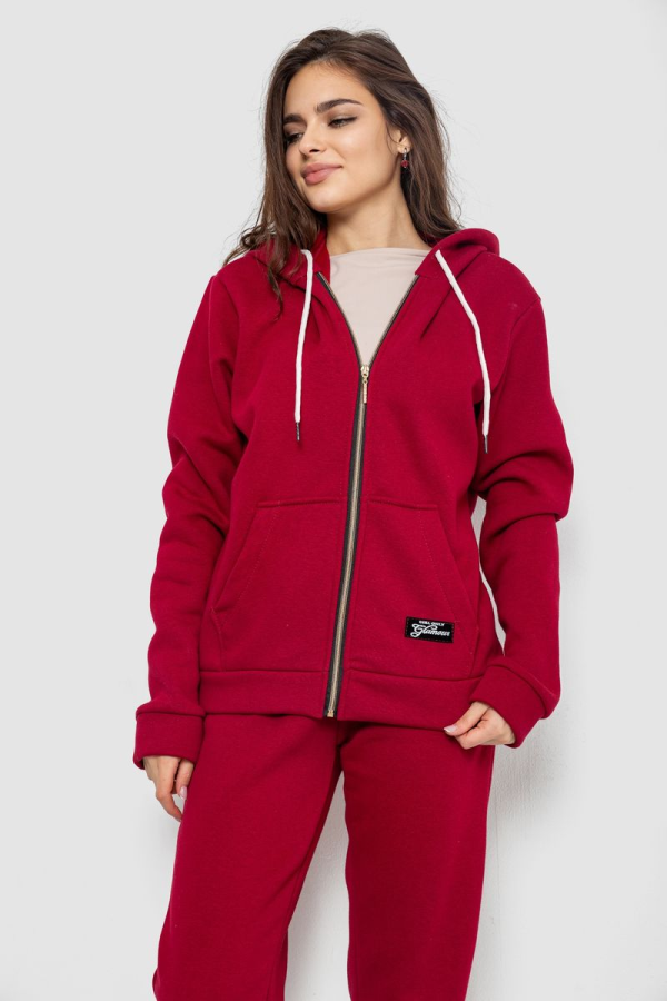 Спортивний костюм жіночий на флісі, колір бордовий, 244R1555-1