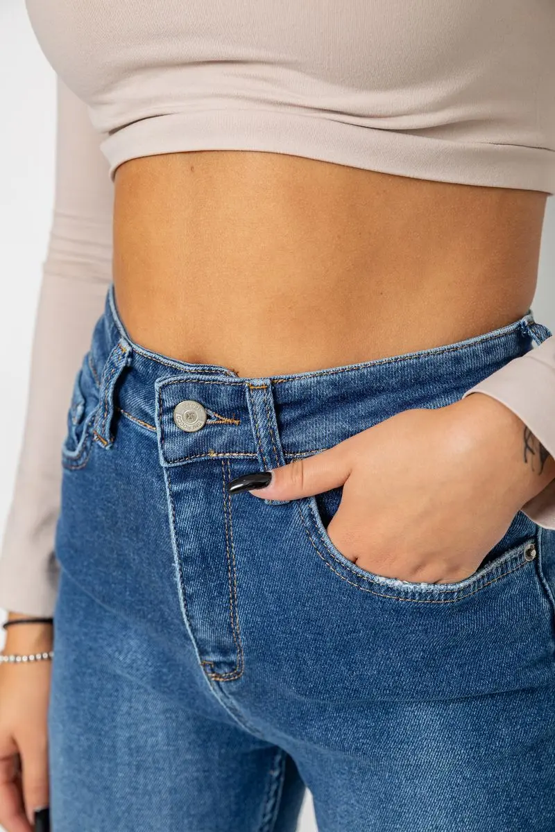 Джинси жіночі Mom-fit стрейч, колір синій, 244R1162