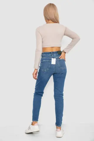 Джинси жіночі Mom-fit стрейч, колір синій, 244R1162