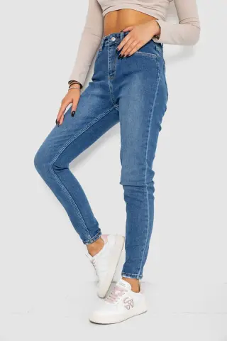 Джинси жіночі Mom-fit стрейч, колір синій, 244R1162