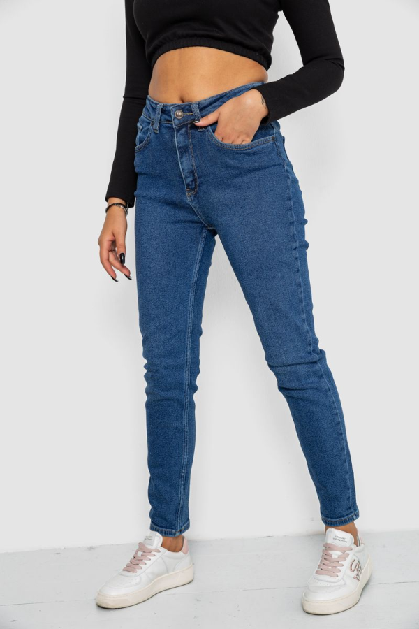 Джинси жіночі Mom-fit стрейч, колір синій, 244R1152