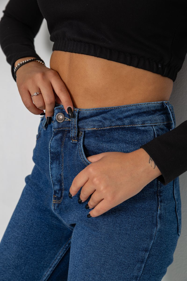 Джинси жіночі Mom-fit стрейч, колір синій, 244R1152