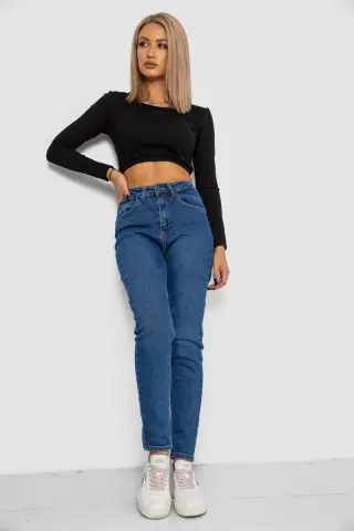 Джинси жіночі Mom-fit стрейч, колір синій, 244R1152