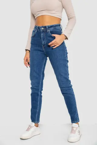 Джинси жіночі Mom-fit стрейч, колір синій, 244R1149