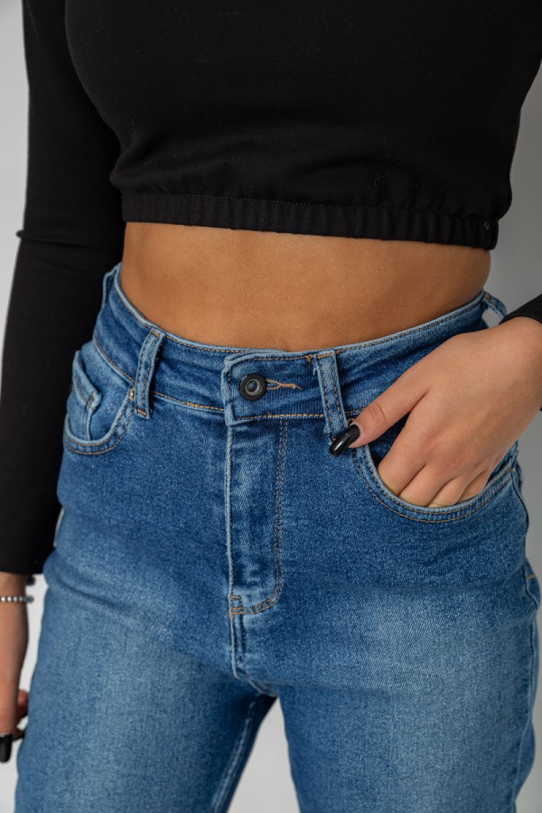 Джинси жіночі Mom-fit стрейч, колір синій, 244R1136