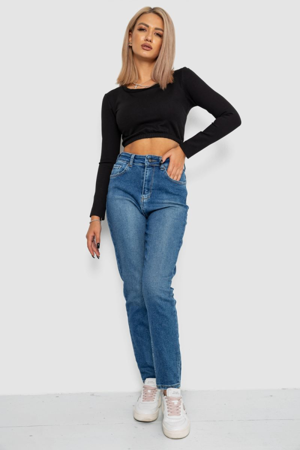 Джинси жіночі Mom-fit стрейч, колір синій, 244R1136