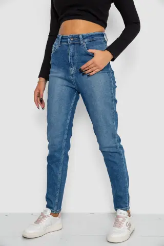 Джинси жіночі Mom-fit стрейч, колір синій, 244R1136