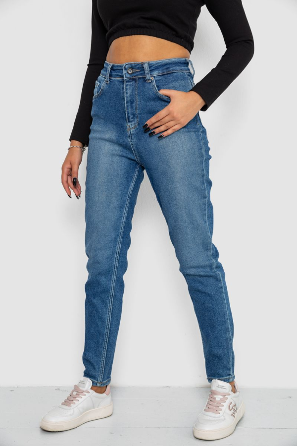 Джинси жіночі Mom-fit стрейч, колір синій, 244R1136