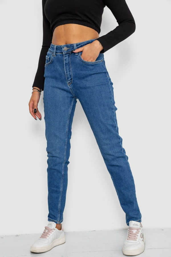 Джинси жіночі Mom-fit стрейч, колір синій, 244R1134