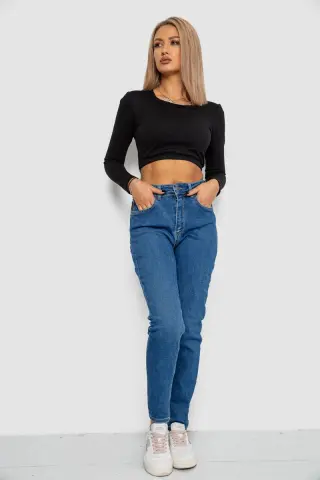 Джинси жіночі Mom-fit стрейч, колір синій, 244R1134