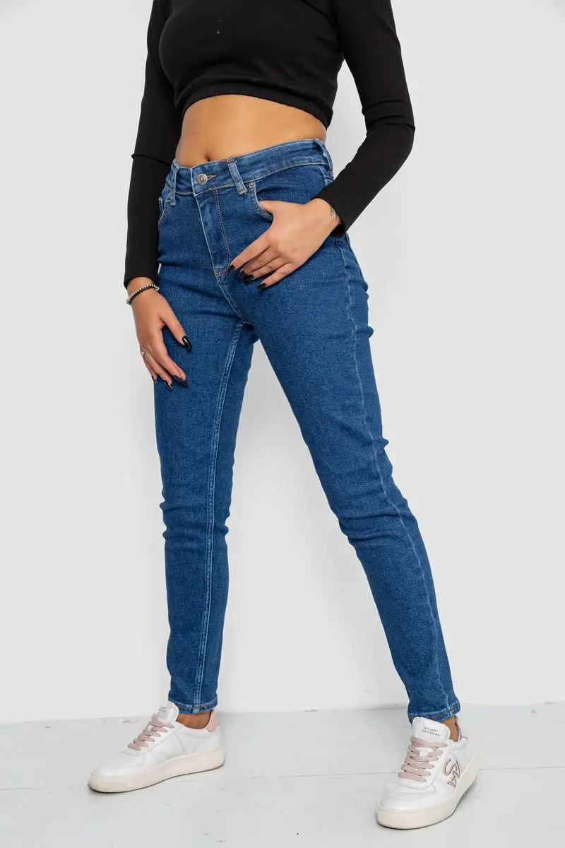 Джинси жіночі Mom-fit стрейч, колір синій, 244R1132