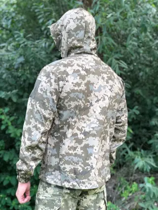 Вітровка тактична піксель з капюшоном дюспа