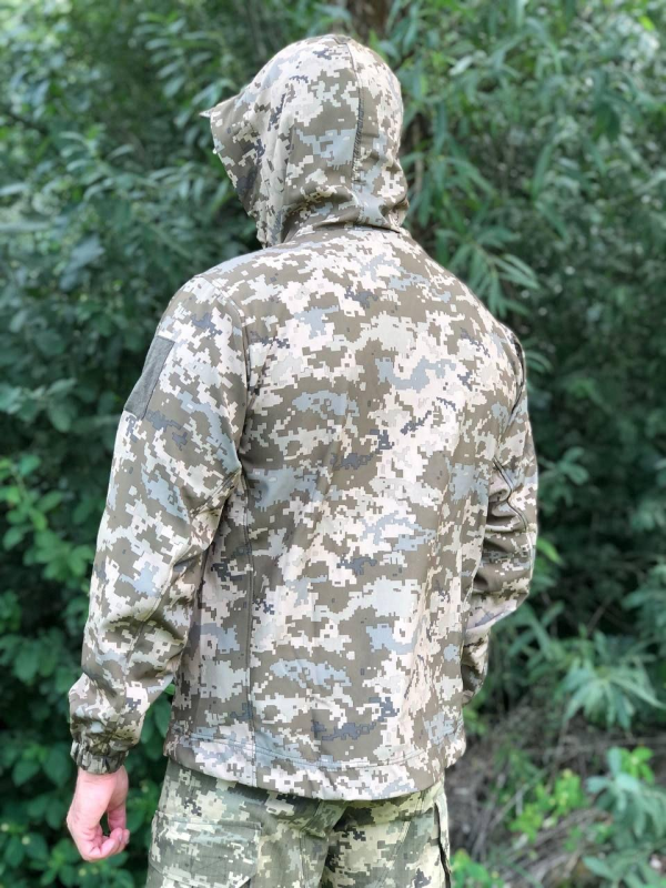 Вітровка тактична піксель з капюшоном дюспа