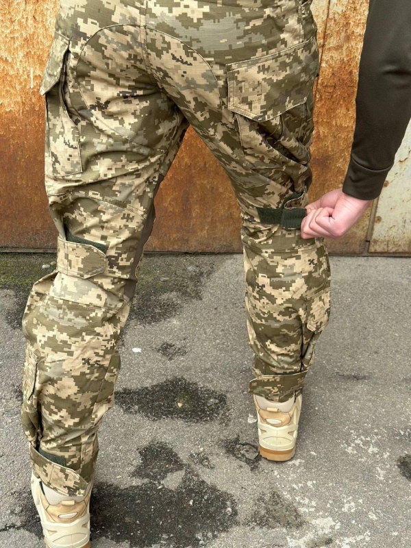 Штани тактичні з наколінниками та еластичними вставками піксель ріпстоп
