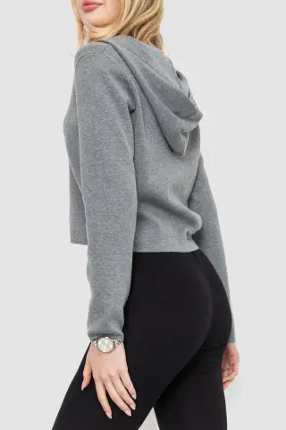 Кофта жіноча на блискавці з капюшоном, колір сірий, 244R008