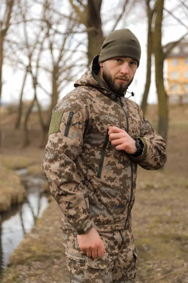 Куртка тактична софтшел піксель демісезон