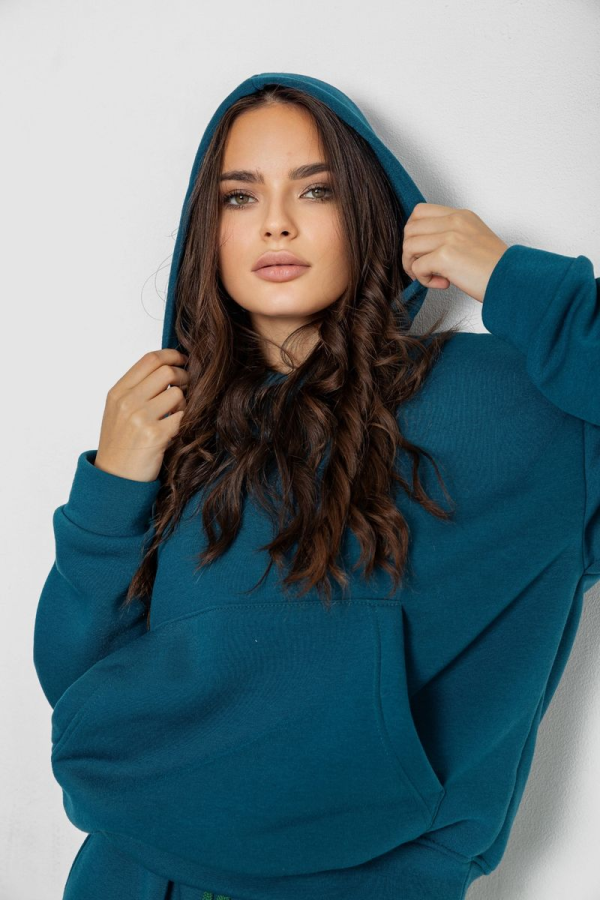Спортивний костюм жіночий на флісі, колір смарагдовий, 241R2001-2