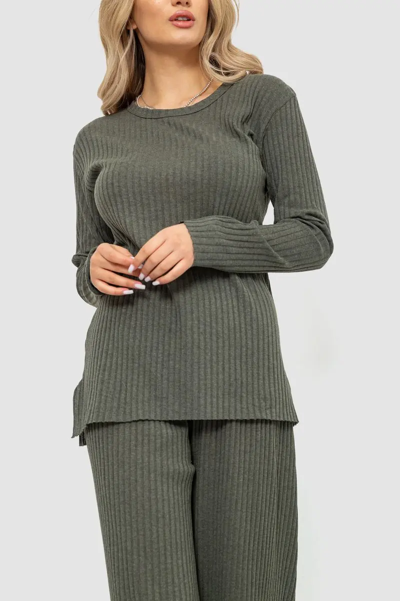 Костюм жіночий в рубчик повсякденний, колір хакі, 238R57415