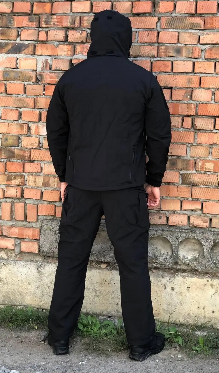 Костюм тактичний чорний Soft Shell демісезон