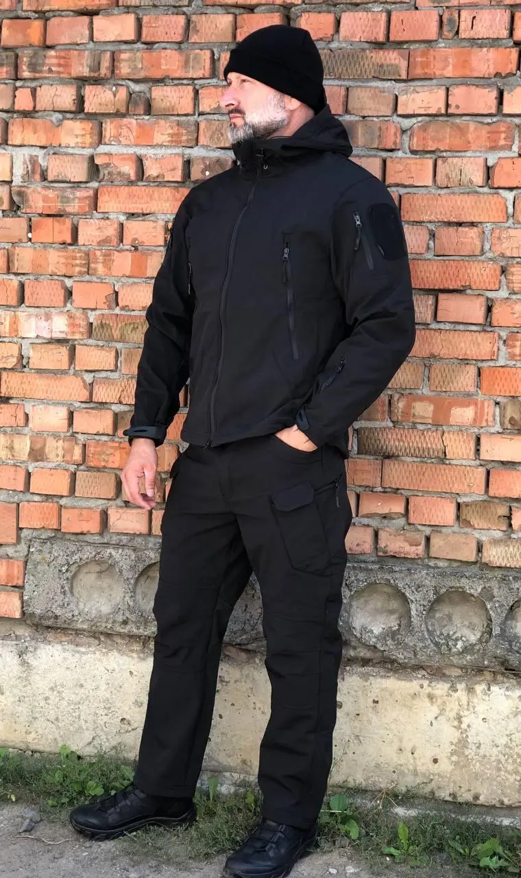 Костюм тактичний чорний Soft Shell демісезон