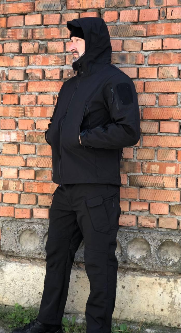 Костюм тактичний чорний Soft Shell демісезон