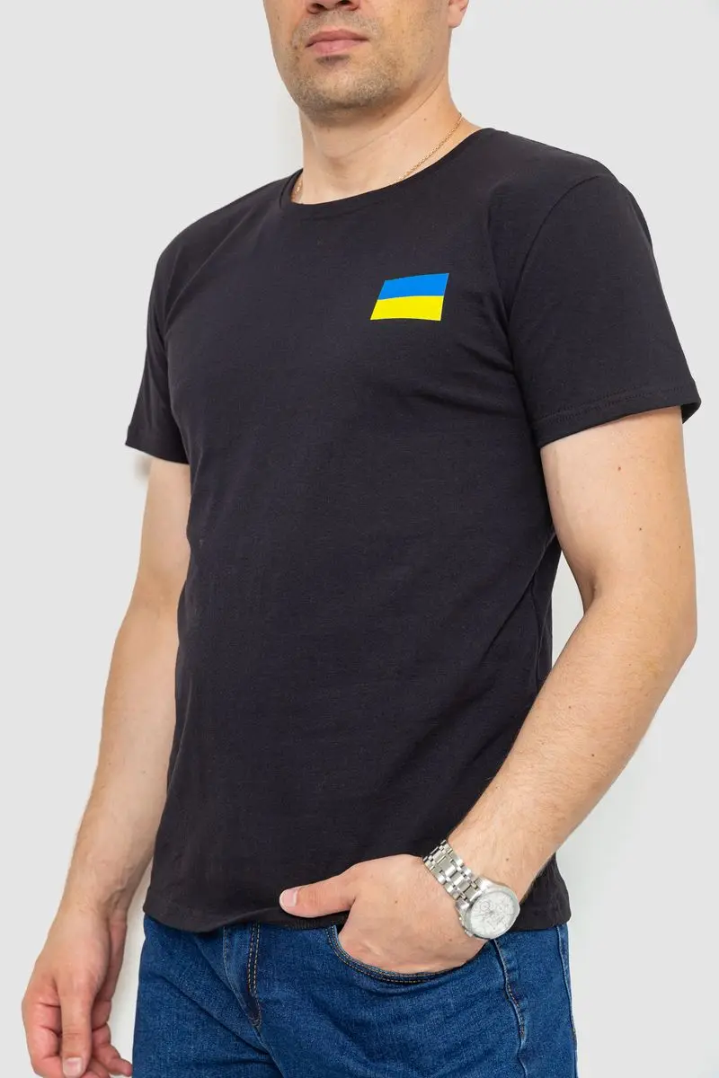 Футболка чоловіча патріотична, колір чорний, 226R040