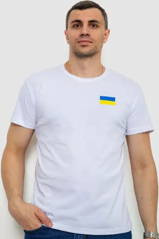 Футболка чоловіча патріотична, колір білий, 226R040
