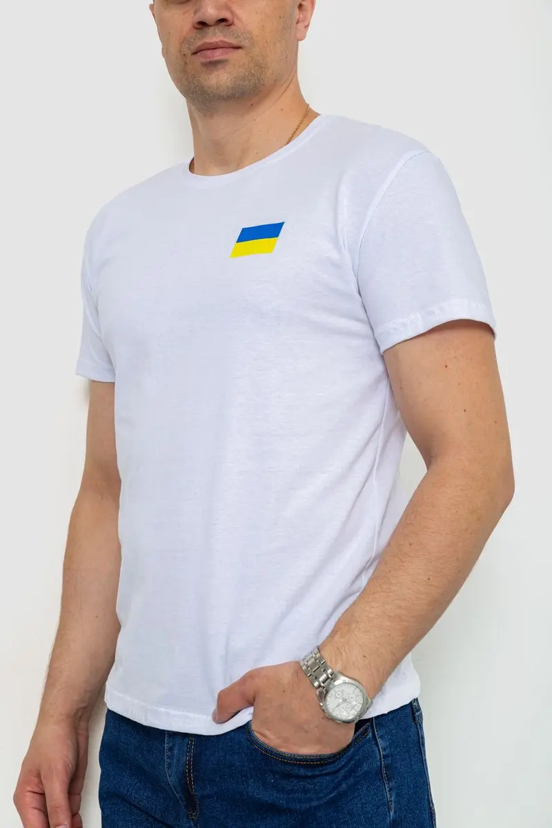 Футболка чоловіча патріотична, колір білий, 226R040