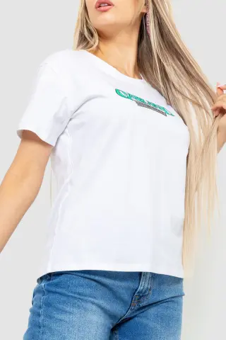Футболка жіноча з принтом, колір білий, 221R3008-1