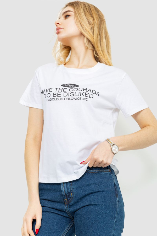 Футболка жіноча з принтом, колір білий, 221R3006