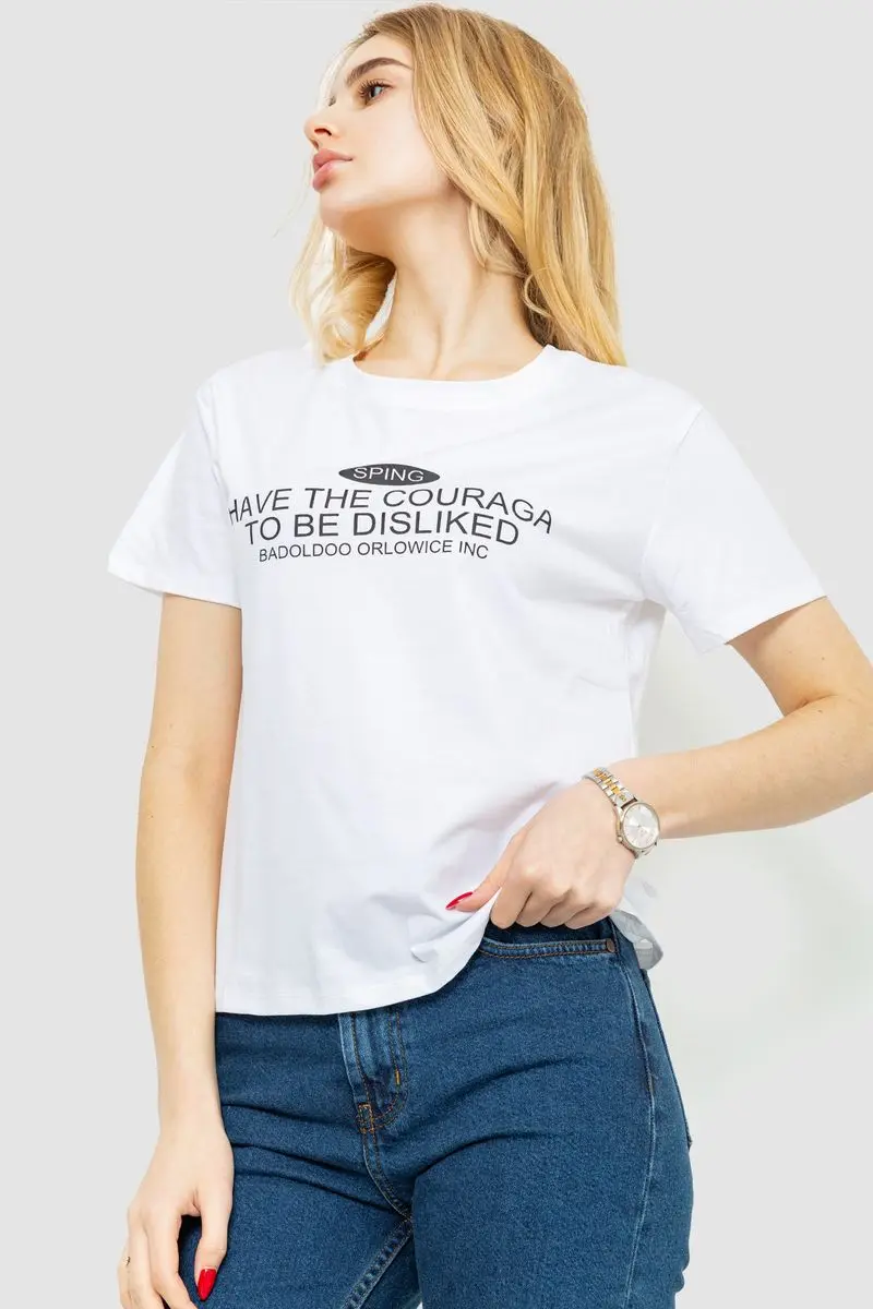 Футболка жіноча з принтом, колір білий, 221R3006