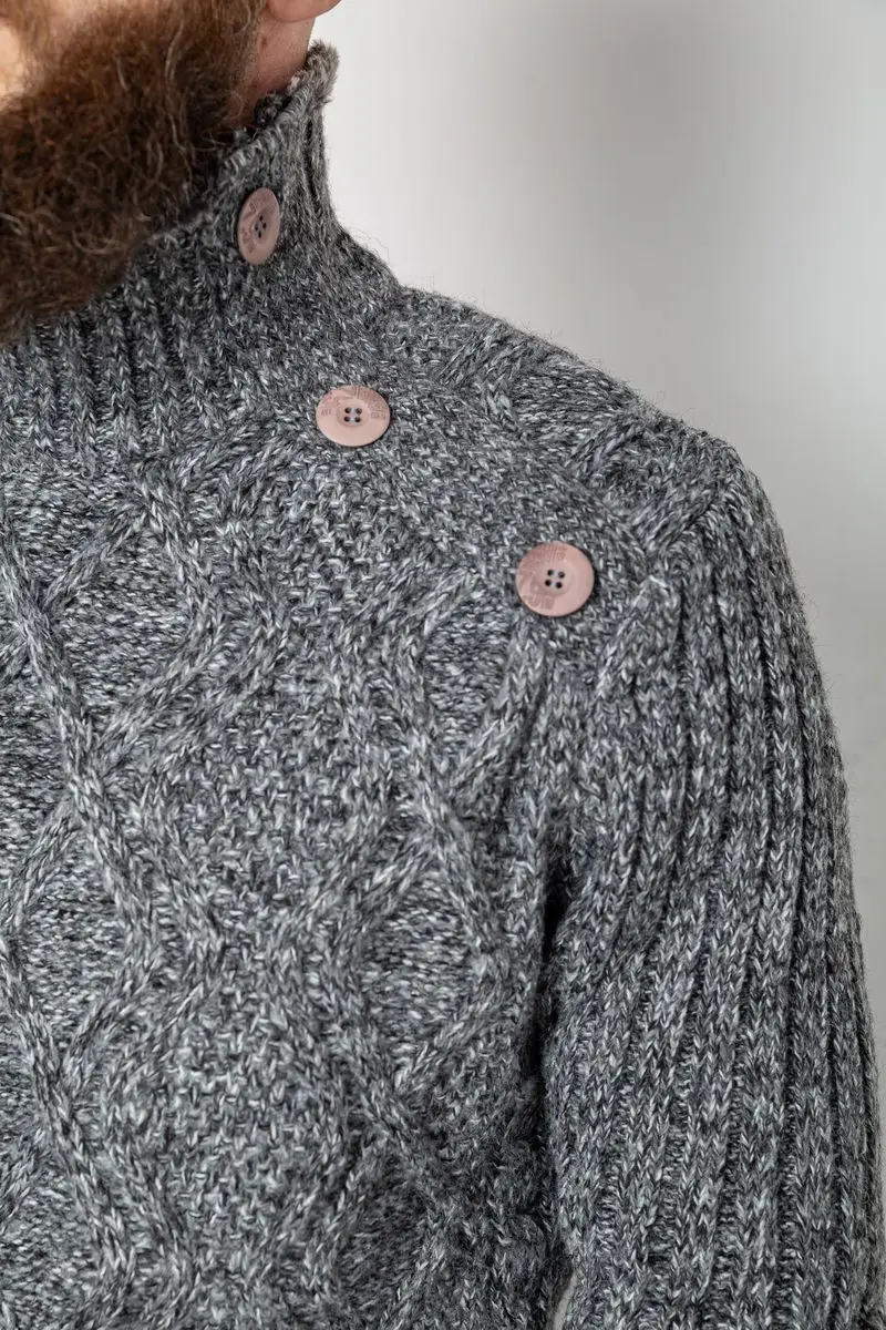 Кофта чоловіча на ґудзиках 214R10336, колір Темно-сірий