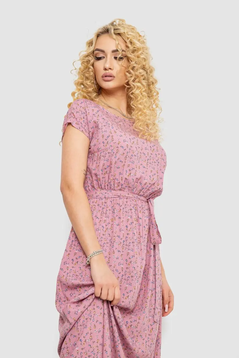 Сукня з принтом, колір пудровий, 214R0228-9