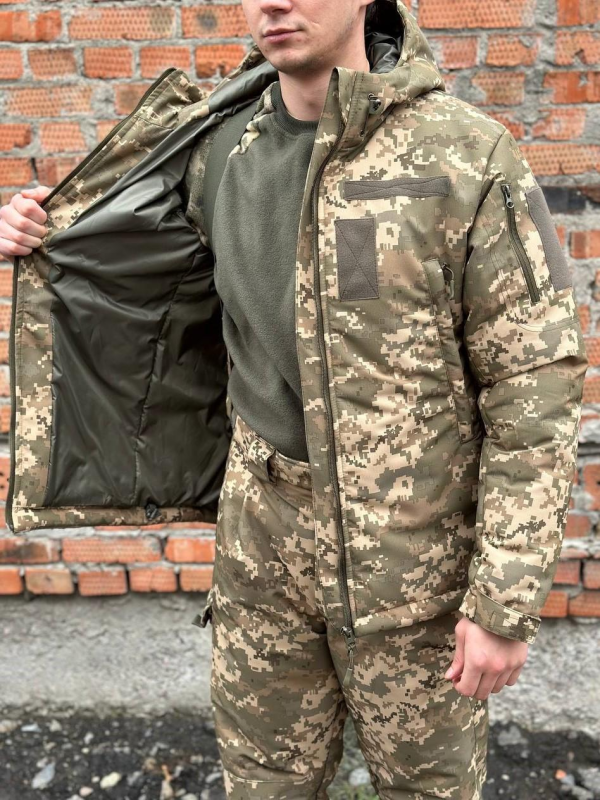 Зимова куртка тактична піксель Taslan
