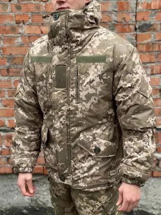 Зимова парка тактична піксель на флісі