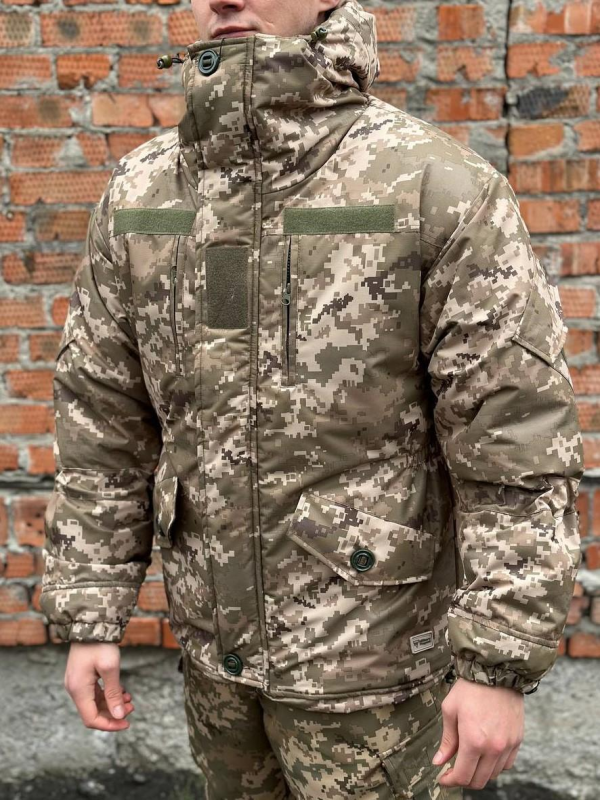 Зимова парка тактична піксель на флісі