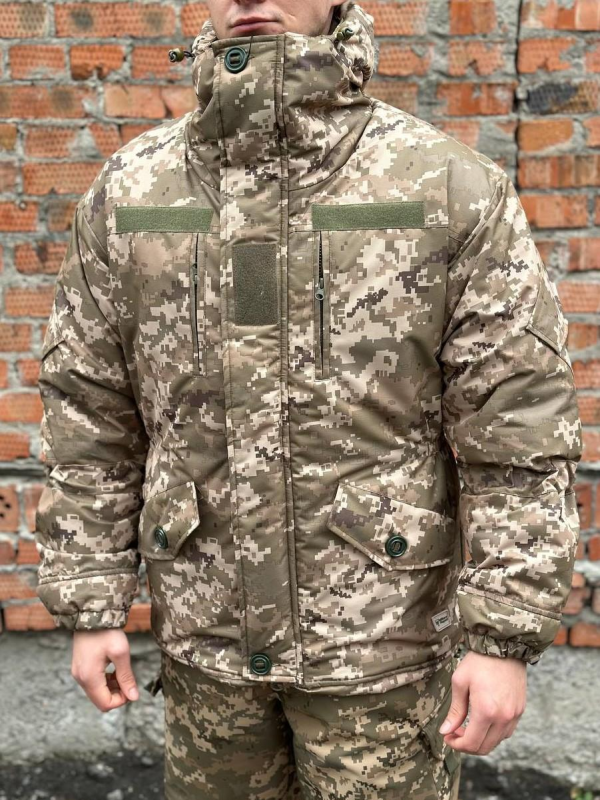 Зимова парка тактична піксель на флісі