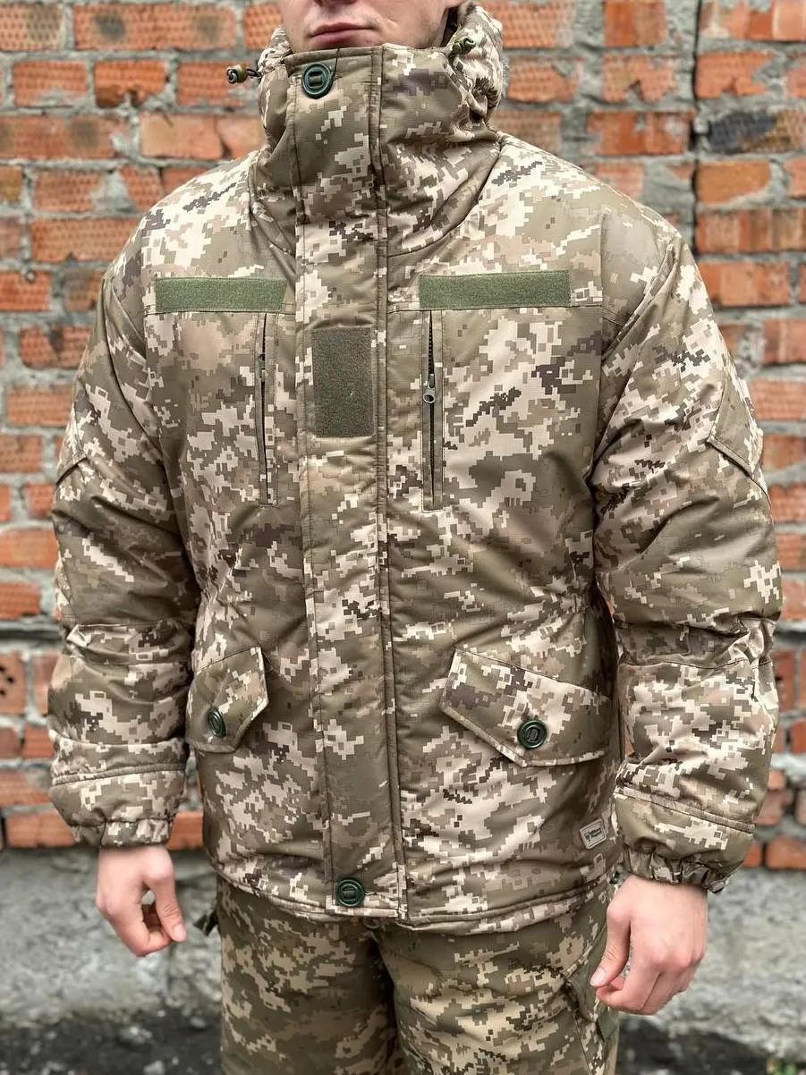 Зимова парка тактична піксель на флісі