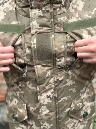 Зимова парка тактична піксель на флісі